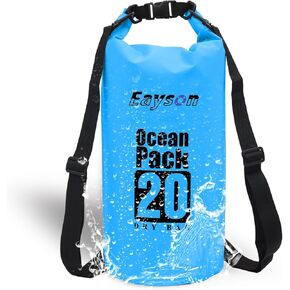 Waterproof Dry Bag Backpack - Floating Dry Sack Portable for Kayaking, Beach, Rafting, Boating, Hiking, Camping, Fishing (Blue, 10 Liter)