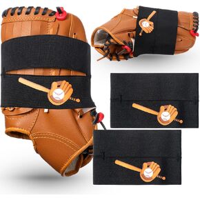 قطعتان من قفازات البيسبول ملفوفة بحزام قفازات البيسبول والكرة اللينة للحفاظ على تشكيل الجيب بسرعة، سهلة الارتداء والخلع، ملحقات قفازات البيسبول تناسب معظم مقاسات القفازات in Kuwait