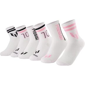 Messi Girls' Lifestyle Crew, 6-Pack Kids Socks, Soft & Stretchy, Comfortable