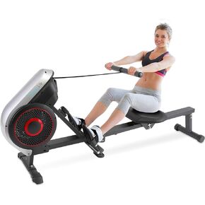 SereneLife Air & Magnetic Rowing Machine - Measures Time, Distance, Stride, Calories - For Gym or Home Cardio Workout