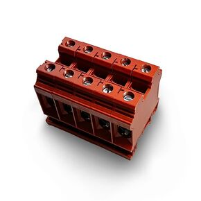 Dinkle DK35N-RD Red DIN Rail Terminal Block Screw Type UL 600V 150A 1/0-12AWG, Pack of 5