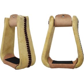 CHALLENGER Horse Saddle 5" Wide Western Rawhide Covered Saddle Stirrups Tack 51217TN
