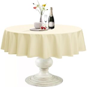 Softalker Round Tablecloth, Waterproof & Stain Resistant Table Cloth Wrinkle Free Fabric Washable 210GSM Polyester Table Cover for Spring/Party/Outdoor - 108 inch,Baby Blue
