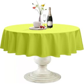 Softalker Round Tablecloth, Waterproof & Stain Resistant Table Cloth Wrinkle Free Fabric Washable 210GSM Polyester Table Cover for Spring/Party/Outdoor - 108 inch,Baby Blue