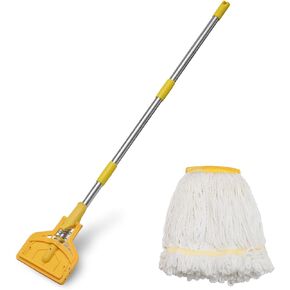 Commercial Mop Heavy Duty Industrial Cotton Mop, 61 inch Metal Commercial Mop Stick for Home, Garage,Office, Workshop, Warehouse Floor Cleaning, 1 Pack