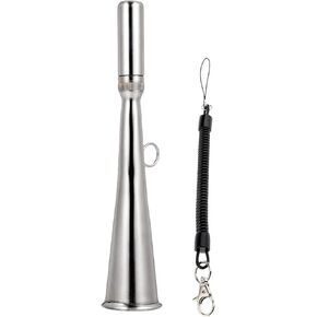 Marine Stainless Steel Handheld Foghorn Fog Horn Loud Signal Whistle Removable Mouthpiece Accessory for Boat Parts (1Pack)