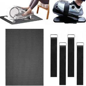 5Pcs Ellipse Leg Exerciser Machine Accessory - Non-Slip Mat and Pedal Straps Suitable for Under Desk Elliptical Peddler Foot Pedal Exerciser for Seniors Fitness Home Sports Accessories