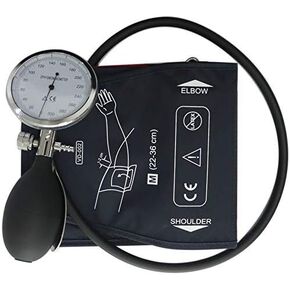 Manual Blood Pressure Cuff, Single Tube Cuff with Pressure Gauge and Inflation Bulb (Adult)