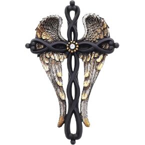 Top Brass Angel Wings Wall Cross - Spiritual Jesus Art Sculpture