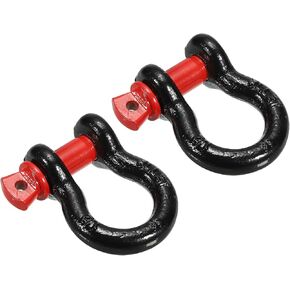 PATIKIL Screw Pin Shackle 1/2" x 4409lbs, 2 Pack Carbon Steel D Ring Shackle for Towing Rigging, Black Red