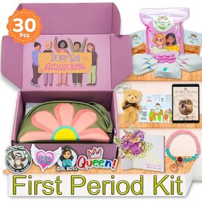 First Period Kit for Girls 9-12 - Period Kits for Girls 10-12 - First Period Gifts for Girls - Period Bags for Teen Girls for School - Green