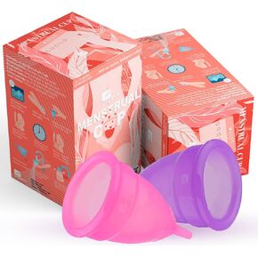 Menstrual Cup for Women with Pouch | Ultra Soft Odour & Rash Free | No Leakage | 100% Medical Grade Silicone | Protection for Up to 8-10 Hours | S/L (Pack of 2)