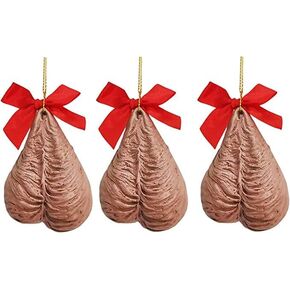 Funny 3D Balls Christmas Tree Ornament,3D Christmas Funny Tingting Christmas Tree Hanging Funny Egg Ornaments for Christmas Christmas Tree Decor Hanging (3pcs A)