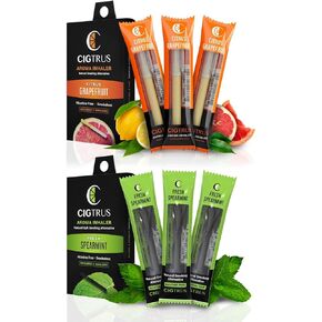 Cigtrus Natural Flavored Air Device - Inhaler | Fights Bad Habits & Oral Fixation Craving Relief |Tobacco-Free, Nicotine-Free, & Non-Electric | Fresh Spearmint & Lemon Grapefruit- 3 Pack Each