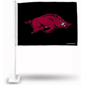 Rico Industries NCAA Arkansas Razorbacks - Black Car Flag with included Pole 16 x 19.5-"