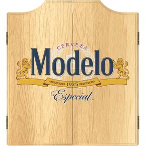 Dart Board Cabinet Set - Modelo Especial Dart Board with 6 Steel Tip Darts, Scoreboard, Hanging Wood Cupboard by Trademark Gameroom