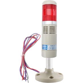 Baomain Industrial Signal Light Column LED Alarm Round Tower Light Indicator Continuous Light Warning light Buzzer Red DC 24V LGP-502TJ