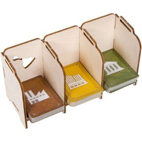 The Broken Token Mini Stacking Tabletop Card Holder with 3 Trays - Wooden Card Stand with Rows, Card Organizer for Tabletop Games