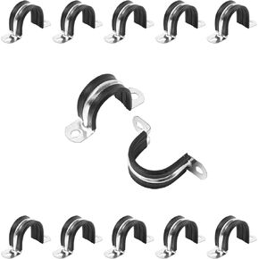 2 Inch Reinforced Rigid Pipe Strap, 2 Holes U Bracket Cable Clamp Hanger, Rubber Cushioned Insulated Clamp, Conduits Strap Clamps for Pipe Fixing on Various Surfaces, 10 PCS(50 mm)