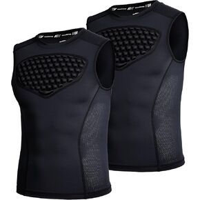 COOLOMG Youth Baseball Chest Protector Padded Shirt Heart Guard Sternum Protection for Football Lacrosse and Goalies 2-Pack