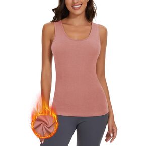 WOWENY Thermal Tank Top for Women Fleece Lined Thermal Shirts Sleeveless Tops Camisole Warm Base Layer Vest Cold Weather