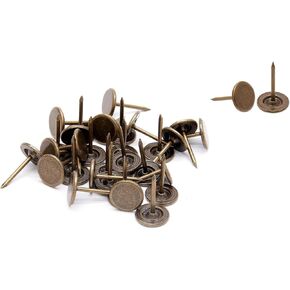 Premium Flat Head Nails - Multipurpose Upholstery Nails, Decorative Nail Heads, Brass Thumb Tacks, Anti Walk Pins, and Wall Tacks for Secure Fixing & DIY Projects（100PCS）