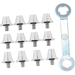 B Baosity 12x حذاء كرة القدم المسامير المسار المسامير شركة الأرض مستقرة المسمار في الرجبي ترصيع استبدال المسامير كرة القدم المرابط للتدريب، 11 مم 13 مم، فضي مع مفتاح ربط in Kuwait