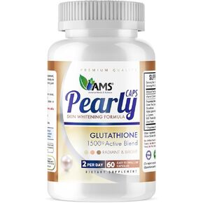 America Medic & Science Pearly Caps (60 Capsules) | 1500 mg Glutathione Supplement for Men and Women | Anti-Aging and Skin Lightening Pills | with Vitamin C, L-Cysteine, and Alpha Lipoic Acid