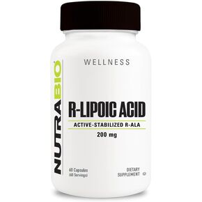 NutraBio R-Lipoic Acid Supplement, 200mg – Optimized R-ALA Formula for Better Absorption to Support Health and Wellness, 60 Capsules