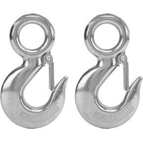 Alomejor Eye Slip Hook 1.5 Tons 304 Stainless Steel Silver Working Load Swivel Eye Hook with Pack of 2