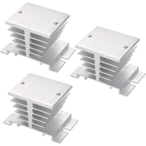 uxcell Aluminum Heat Sink 10A-40A Silver SSR Dissipation Relay Heat Sink for Single Phase Solid State Relay, 3 Pcs