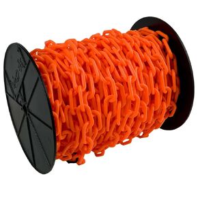 Mr. Chain Heavy-Duty Plastic Barrier Chain Reel, Traffic Orange, 2-Inch Link Diameter, 100-Foot Length (51113)