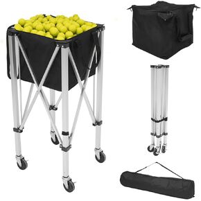 Professional Foldable Tennis Cart with Silent Wheels Holds 150 Balls Portable Tennis Ball Hopper Lightweight Balls Basket for Softball, Pickleball & Baseball in Kuwait