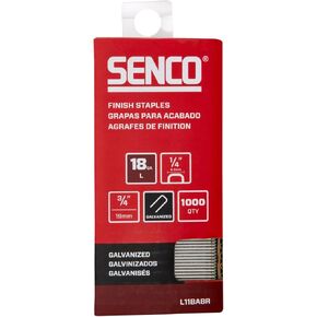 SENCO L11BABR 3/4" 18 Gauge 1/4" Crown Finish Staples, Galvanized Finish 1,000 Count Pack in Kuwait