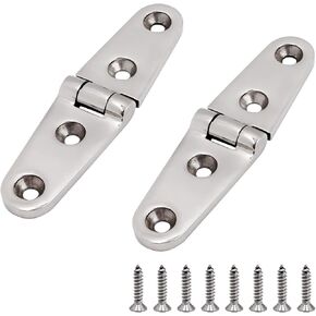 SHENGHUISS Boat Door Hinge Strap Marine Hatch Hinge Stainless Steel 316 6 Holes Casting Hinge w/Fasteners for Boat, RVs 4 inch x 1 inch 2 Pack