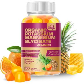 Potassium Magnesium Glycinate Supplement Gummies - High Absorption Potassium Chews - with Calcium Vitamins B6 B12 C D3 K2 Zinc - Vegan Sugar-Free Gluten Free for Kids Adults