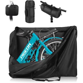 Folding Bike Travel Bag Waterproof,20inch Portable Folding Cycling Bags，Multifunctional Bicycle Carrying Transport Case with Strong Webbing for Airplane Car Shipping,Bike Accessories with Handleba Bag