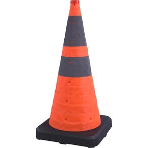 28" inch Collapsible Traffic Cones with 6" + 4" inch Reflective Oxford Farbic (Orange - 2 Pack)