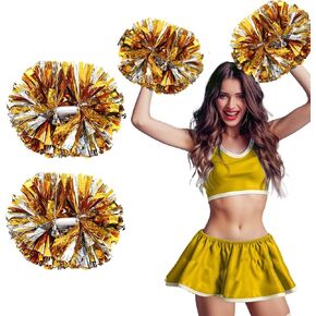 Yokawe 2 PCS Cheerleading Pom Poms with Handle for Games Team Spirit Sports Dance Cheerleader Cheering Festival Celebration Youth Adults