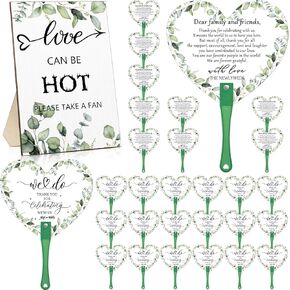 101 Pcs Wedding Favors for Guests Wedding Fan Gifts 1 Wedding Table Sign 100 Wedding Hand Fans Plastic Handheld Fans Thank You for Celebrating with Us Wedding Party Decor (Flower)
