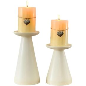 Set of 2 Ceramic Candle Holders, Candle Holders for Pillar Candles, Candlestick Holders, Candle Holder for Home Decorations, Festival Celebrations, Dining Room, Table Decor