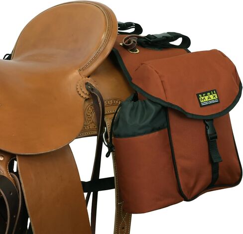 TrailMax Big Sky Saddlebags; Equine Saddle Bags with Two Water Bottle Holders; Rear Saddle Bags for Trail Riding on Horseback; Durable and Strong Nylon; Designed in Montana; Olive in Saudi Arabia