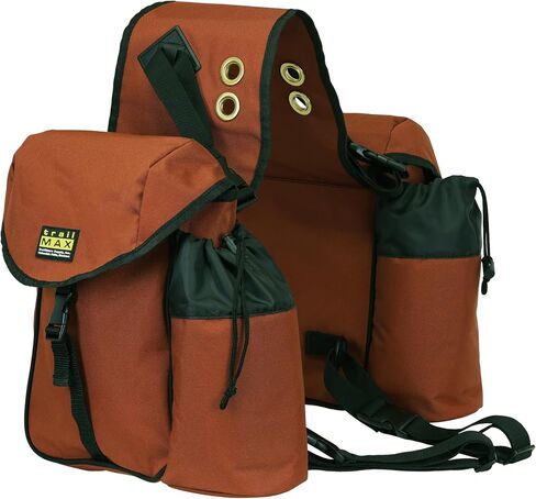 TrailMax Big Sky Saddlebags; Equine Saddle Bags with Two Water Bottle Holders; Rear Saddle Bags for Trail Riding on Horseback; Durable and Strong Nylon; Designed in Montana; Olive in Saudi Arabia