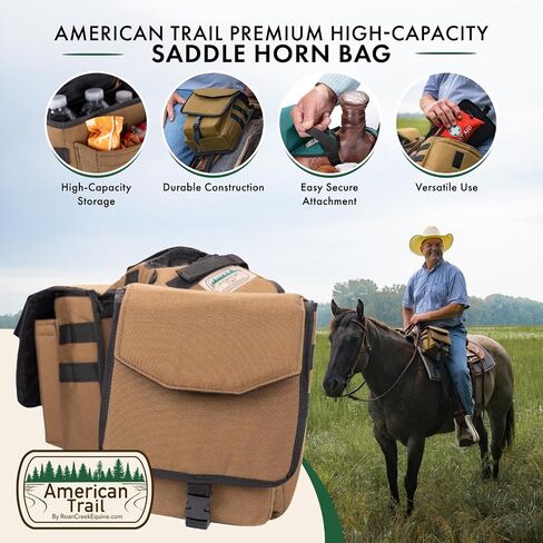 Premium High-Capacity Horn/Pommel Bag for Western Horse Saddles - American-Made Craftsmanship in Saudi Arabia