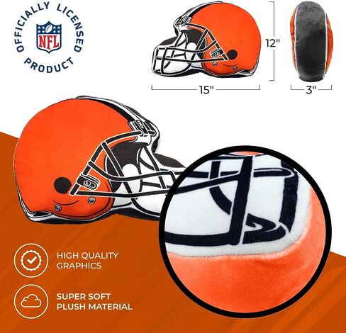 Northwest NFL Helmet Football Super Soft Plush Pillow - 16" - Decorative Pillows for Sofa or Bedroom - Perfect for Game Day (Cleveland Browns - Orange) in Saudi Arabia