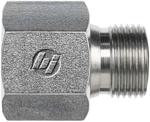 Brennan Industries FS2406-16-08 Steel Tube End Reducer O-Ring Face Seal Fitting, 1-7/16"-12 NPT x 13/16"-16 NPT Thread, 1" Female Face Seal x 1/2" Male Face Seal in Saudi Arabia