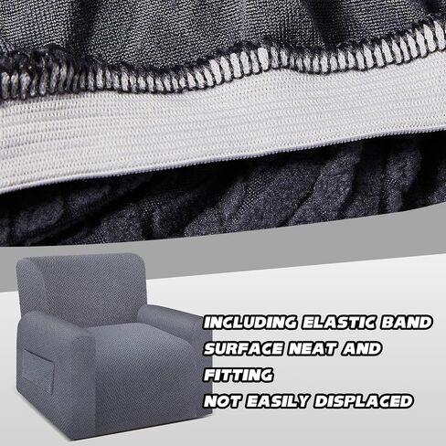 Barydat 2 Set Recliner Cover Replace 4 Pieces Recliner Chair Cover Recliner Stretch Sofa Slipcover Soft Furniture Protector with Elastic Bottom Jacquard Pattern for Couch Seat Seater Home, Dark Gray in Saudi Arabia