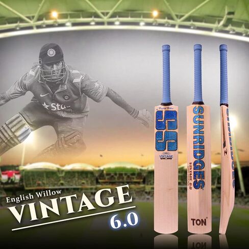 مضرب كريكيت SS Vintage Edition 6.0 English Willow Premium - مقاس رجالي - مقبض قصير in Kuwait