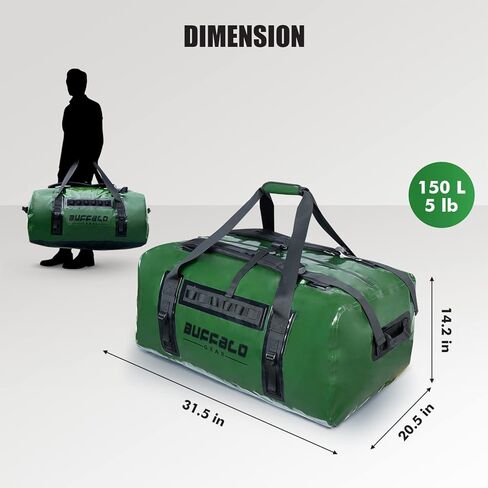 Buffalo Gear Large Waterproof Dry Bag - 150L Super Waterproof Duffel Bag Heavy Duty Waterproof Travel Bag for Boating Kayaking Motorcycling Hunting Camping in Kuwait
