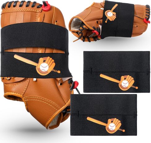 قطعتان من قفازات البيسبول ملفوفة بحزام قفازات البيسبول والكرة اللينة للحفاظ على تشكيل الجيب بسرعة، سهلة الارتداء والخلع، ملحقات قفازات البيسبول تناسب معظم مقاسات القفازات in Kuwait